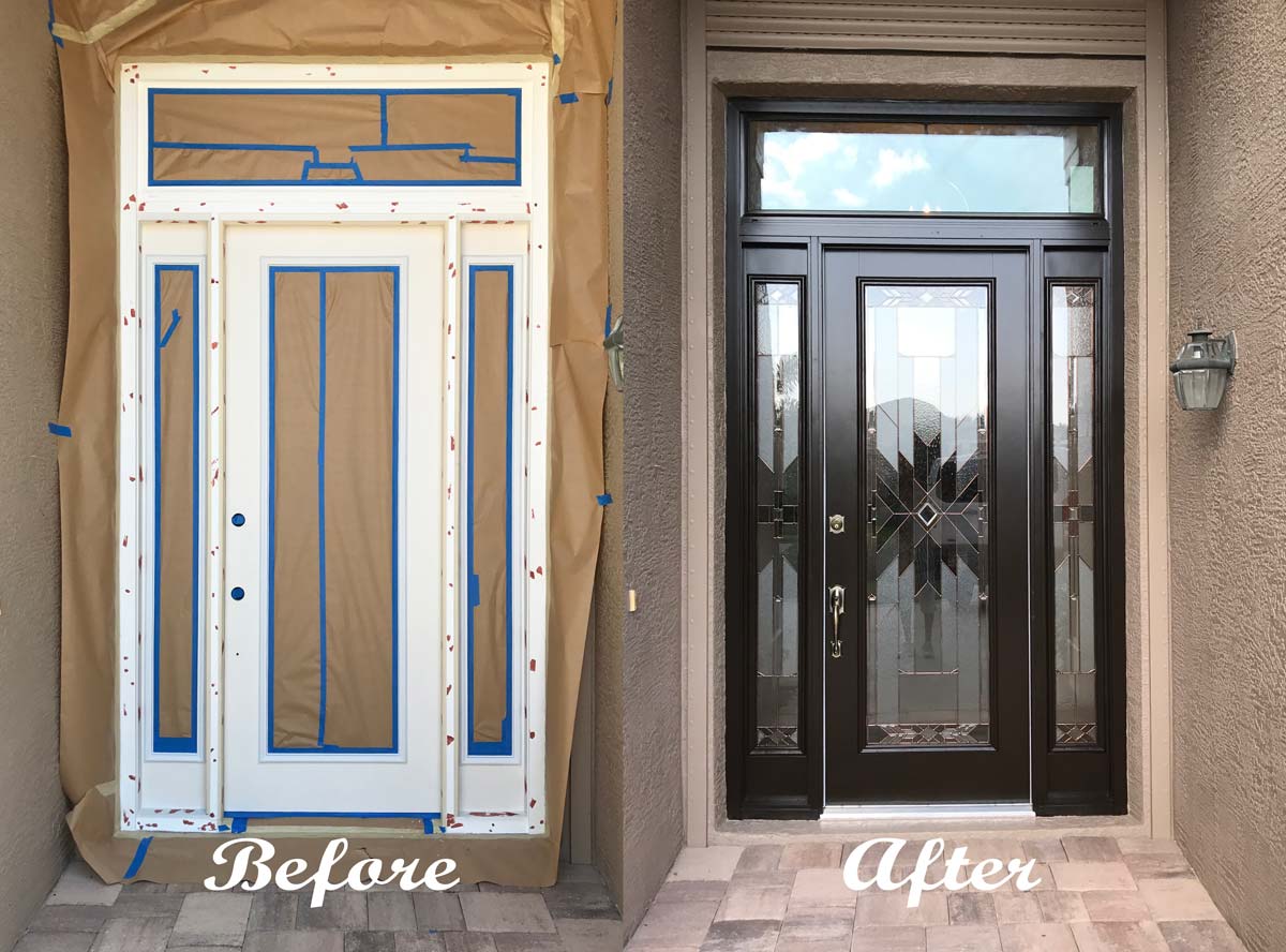 Before & After front door getting painted