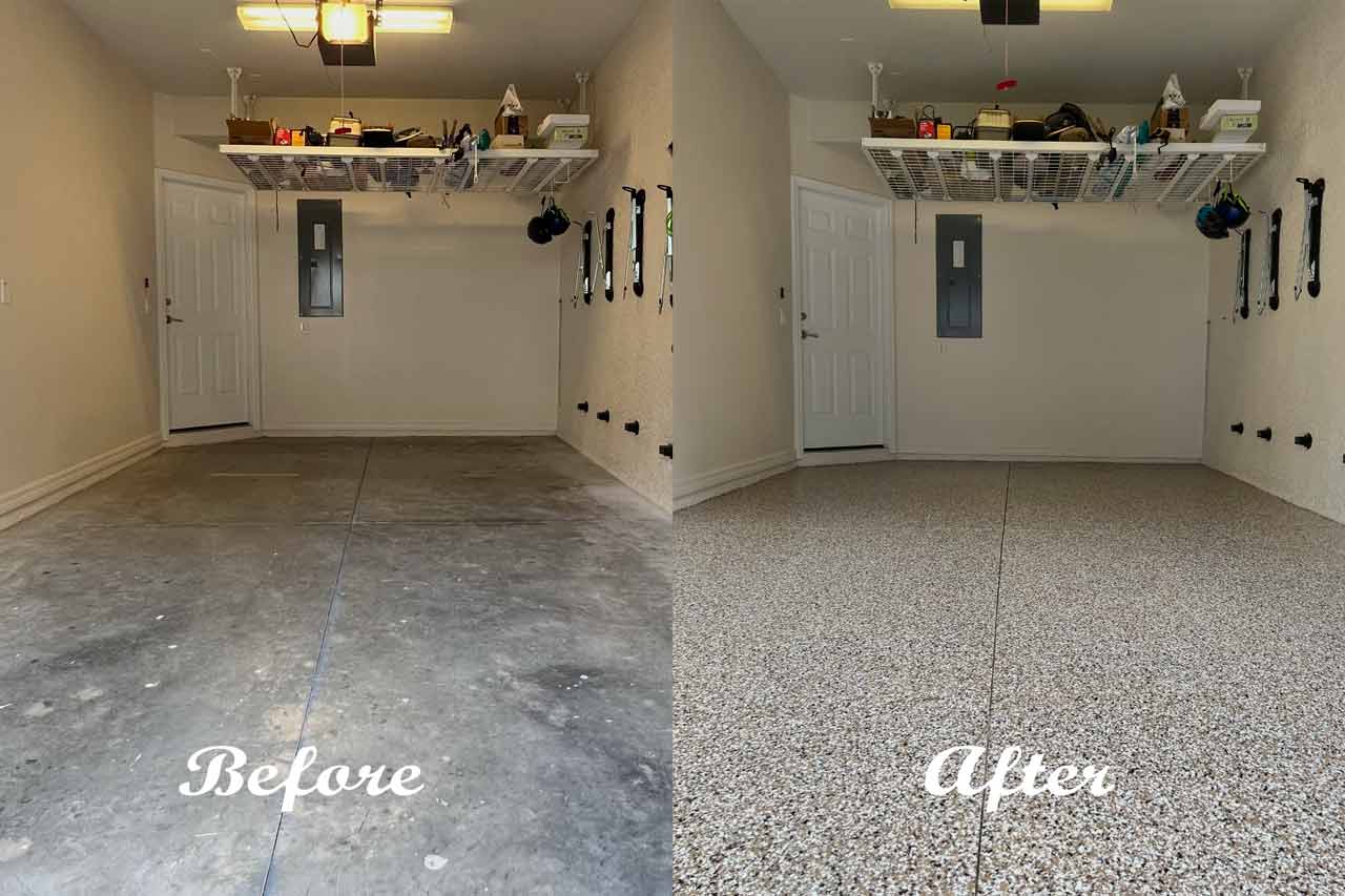 Garage Floor Epoxy Before & After