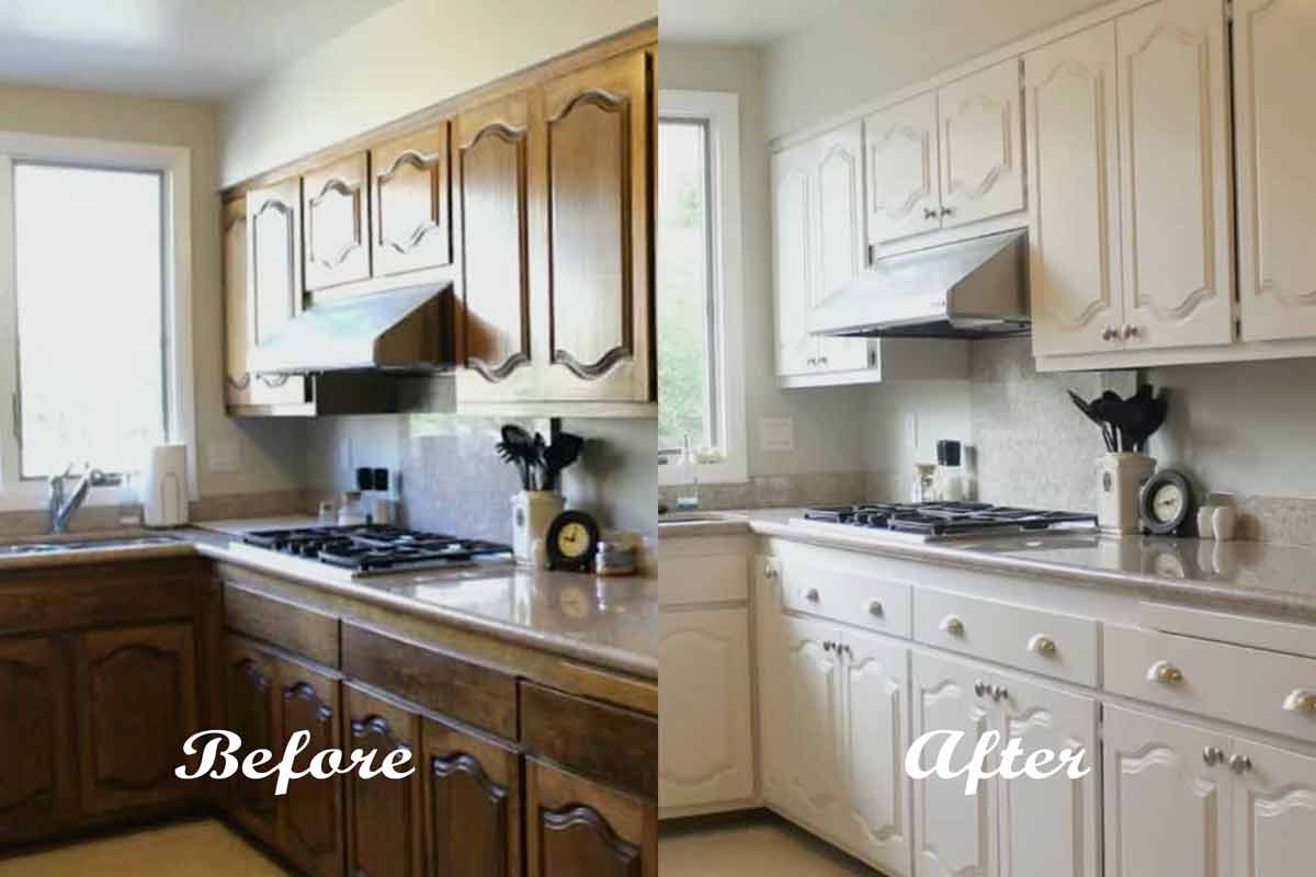 Before & After Kitchen Cabinet Painting and Refinishing